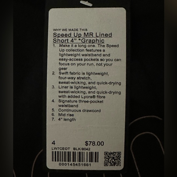🖤NWT LULULEMON GRAPHIC SPEED UPS SPECIAL/ LIMITED EDITION! Mid rise size 4!🖤 - Picture 3 of 5